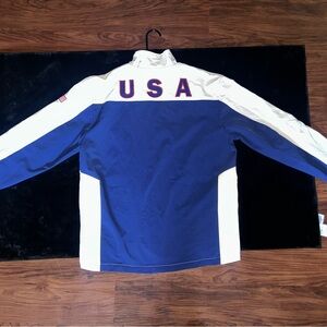 USA Men’s Blue and White Zip-Up Varsity Jacket